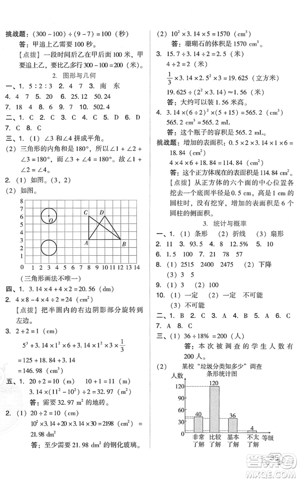 吉林教育出版社2022榮德基好卷六年級(jí)數(shù)學(xué)下冊(cè)R人教版答案