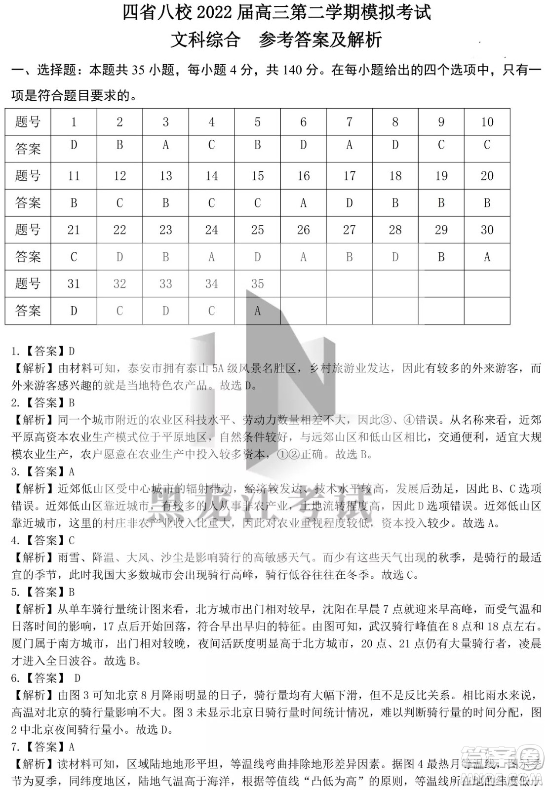 四省八校2022屆高三第二學(xué)期開學(xué)考試文綜試題及答案