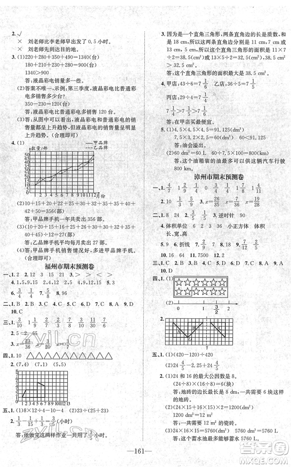 陽光出版社2022培優(yōu)作業(yè)本五年級數(shù)學下冊RJ人教版福建專版答案