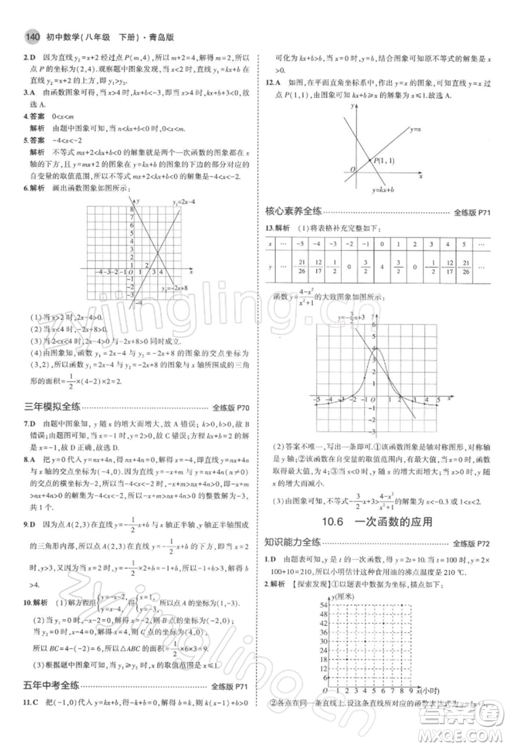 首都師范大學(xué)出版社2022年5年中考3年模擬八年級數(shù)學(xué)下冊青島版參考答案