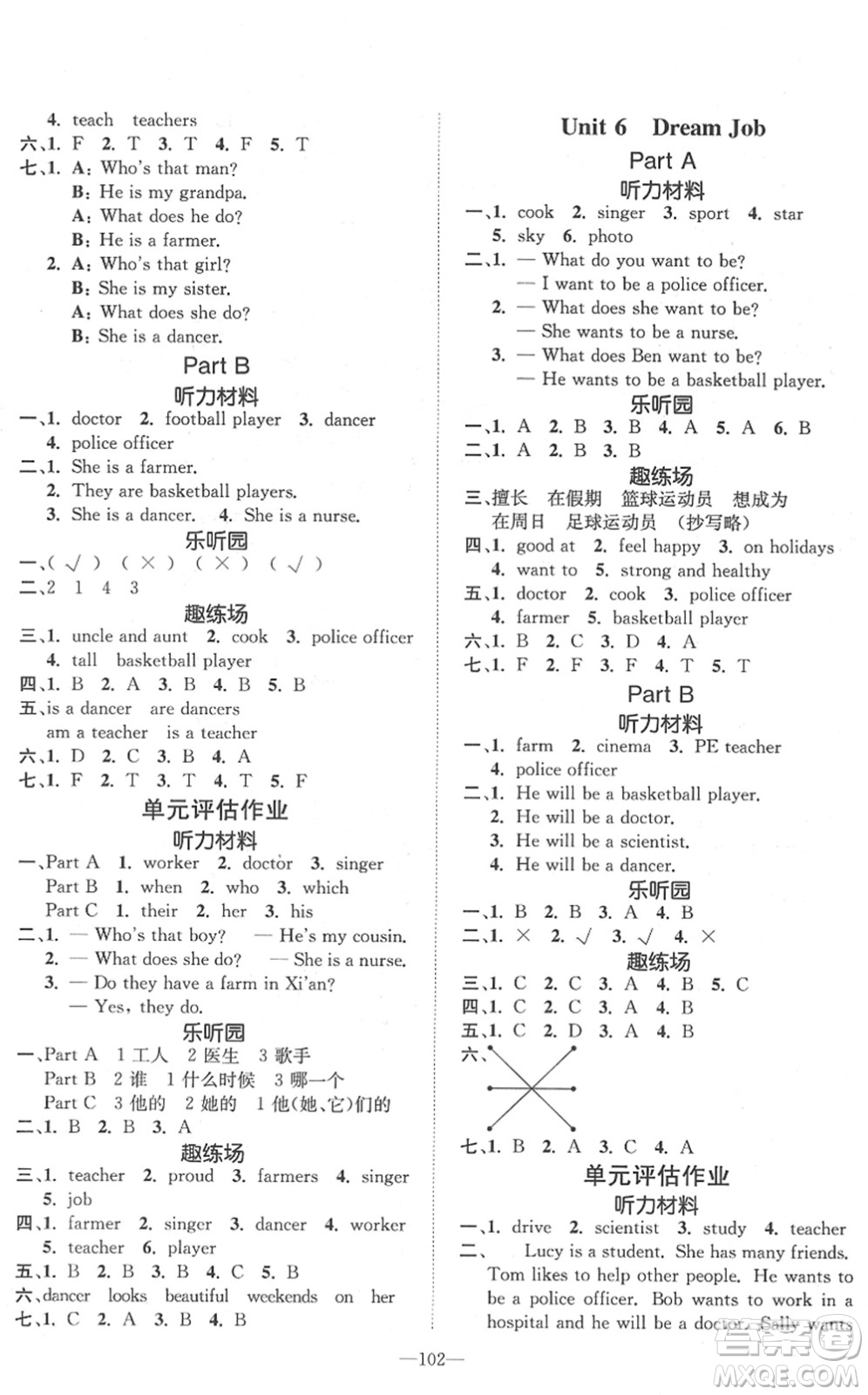 陽光出版社2022培優(yōu)作業(yè)本六年級英語下冊MJ閩教版福建專版答案