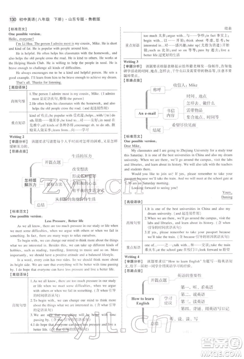 教育科學(xué)出版社2022年5年中考3年模擬八年級(jí)英語下冊(cè)魯教版山東專版參考答案