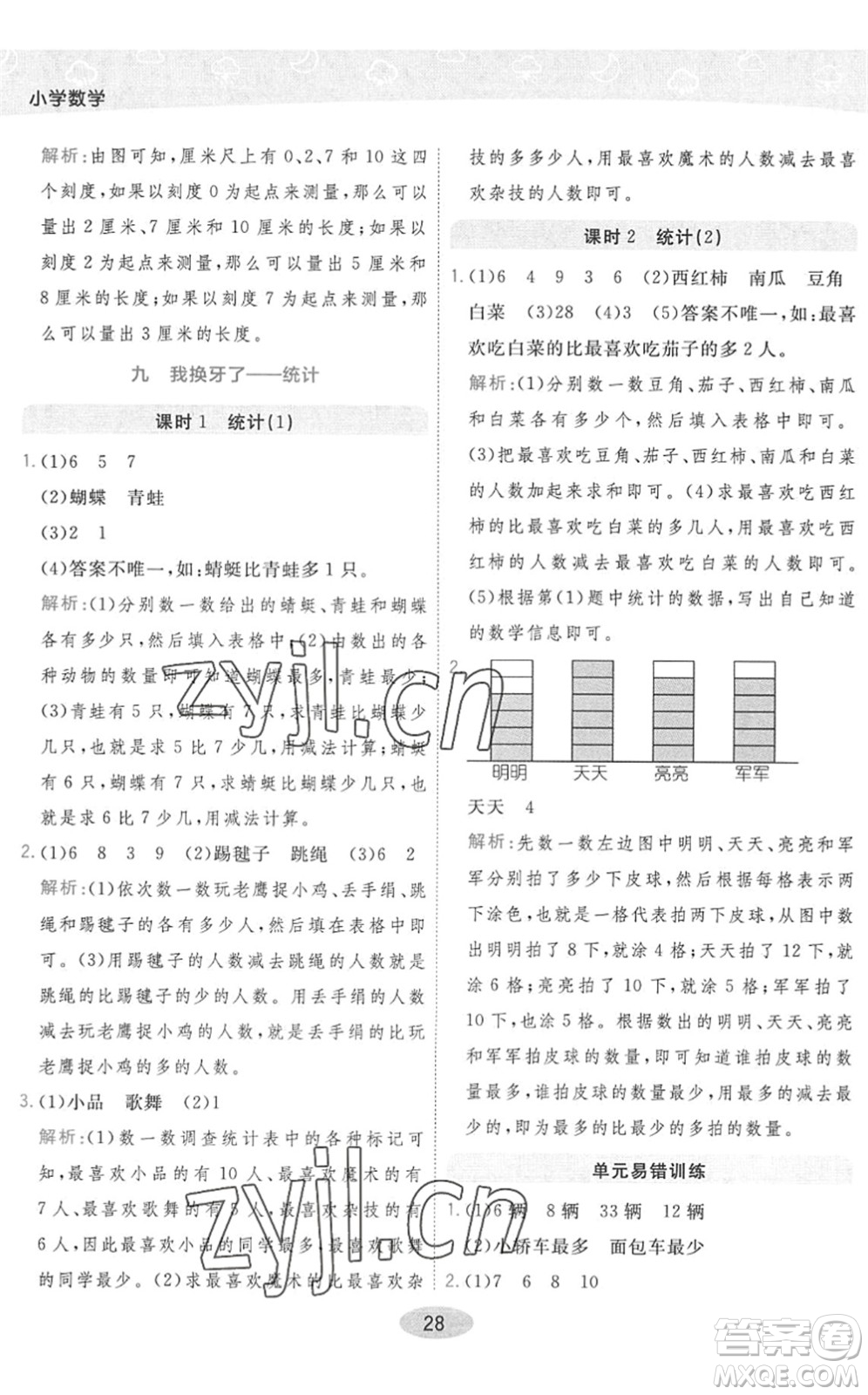 陜西師范大學(xué)出版總社2022黃岡同步練一日一練一年級數(shù)學(xué)下冊QD青島版答案