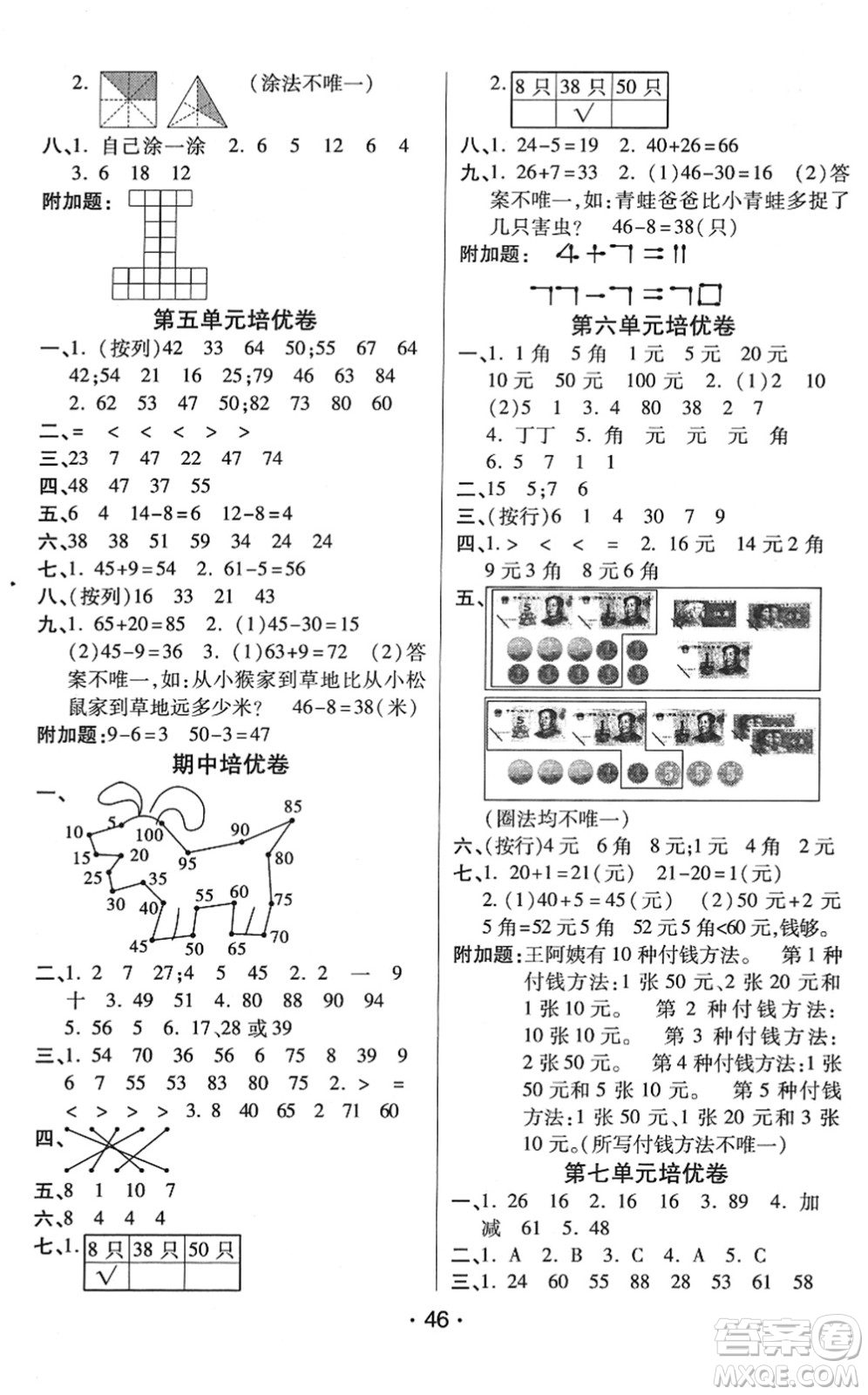 陜西師范大學(xué)出版總社2022黃岡同步練一日一練一年級數(shù)學(xué)下冊QD青島版答案