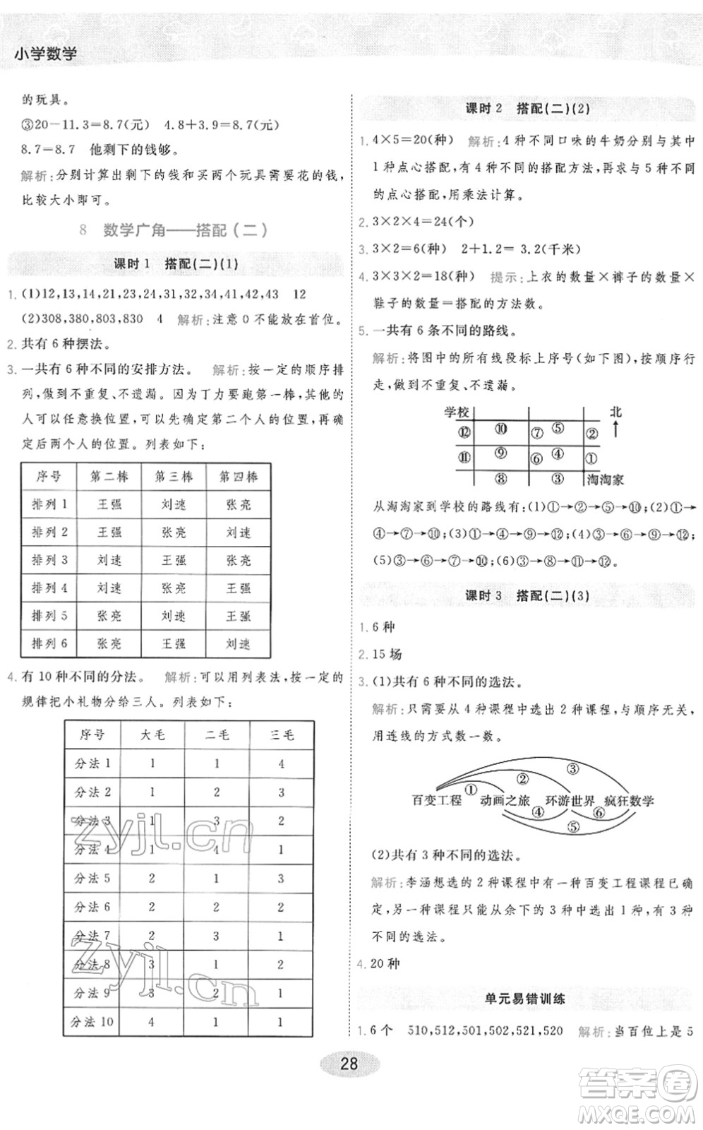 陜西師范大學(xué)出版總社2022黃岡同步練一日一練三年級(jí)數(shù)學(xué)下冊(cè)RJ人教版答案