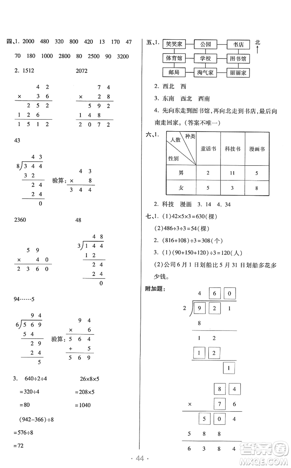 陜西師范大學(xué)出版總社2022黃岡同步練一日一練三年級(jí)數(shù)學(xué)下冊(cè)RJ人教版答案