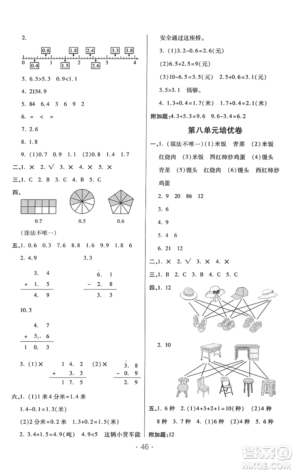 陜西師范大學(xué)出版總社2022黃岡同步練一日一練三年級(jí)數(shù)學(xué)下冊(cè)RJ人教版答案