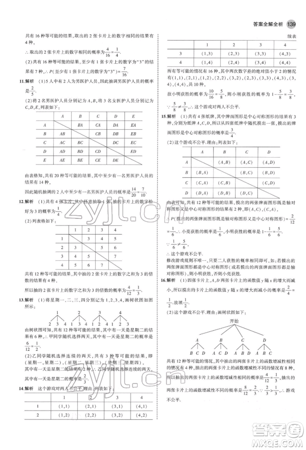 教育科學(xué)出版社2022年5年中考3年模擬九年級(jí)數(shù)學(xué)下冊(cè)魯教版山東專版參考答案