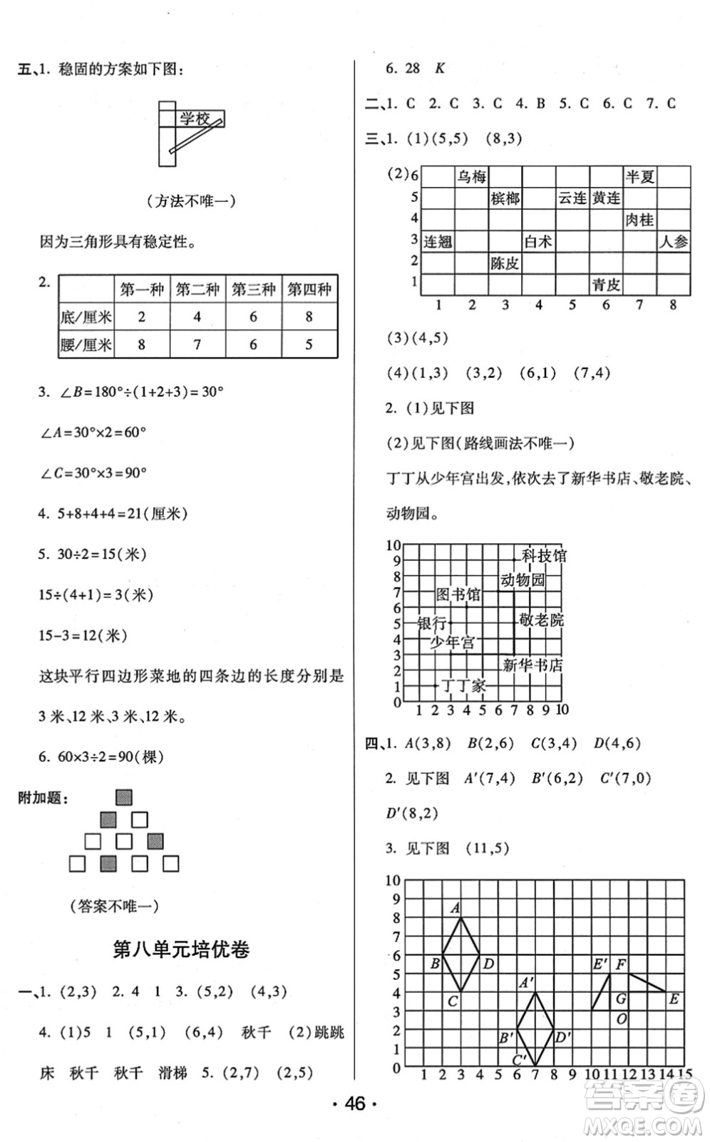 開明出版社2022黃岡同步練一日一練四年級數(shù)學下冊JS江蘇版答案