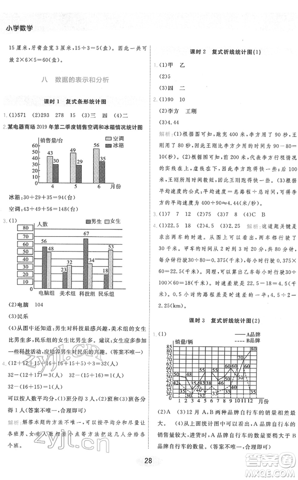 陜西師范大學出版總社2022黃岡同步練一日一練五年級數學下冊BS北師版答案