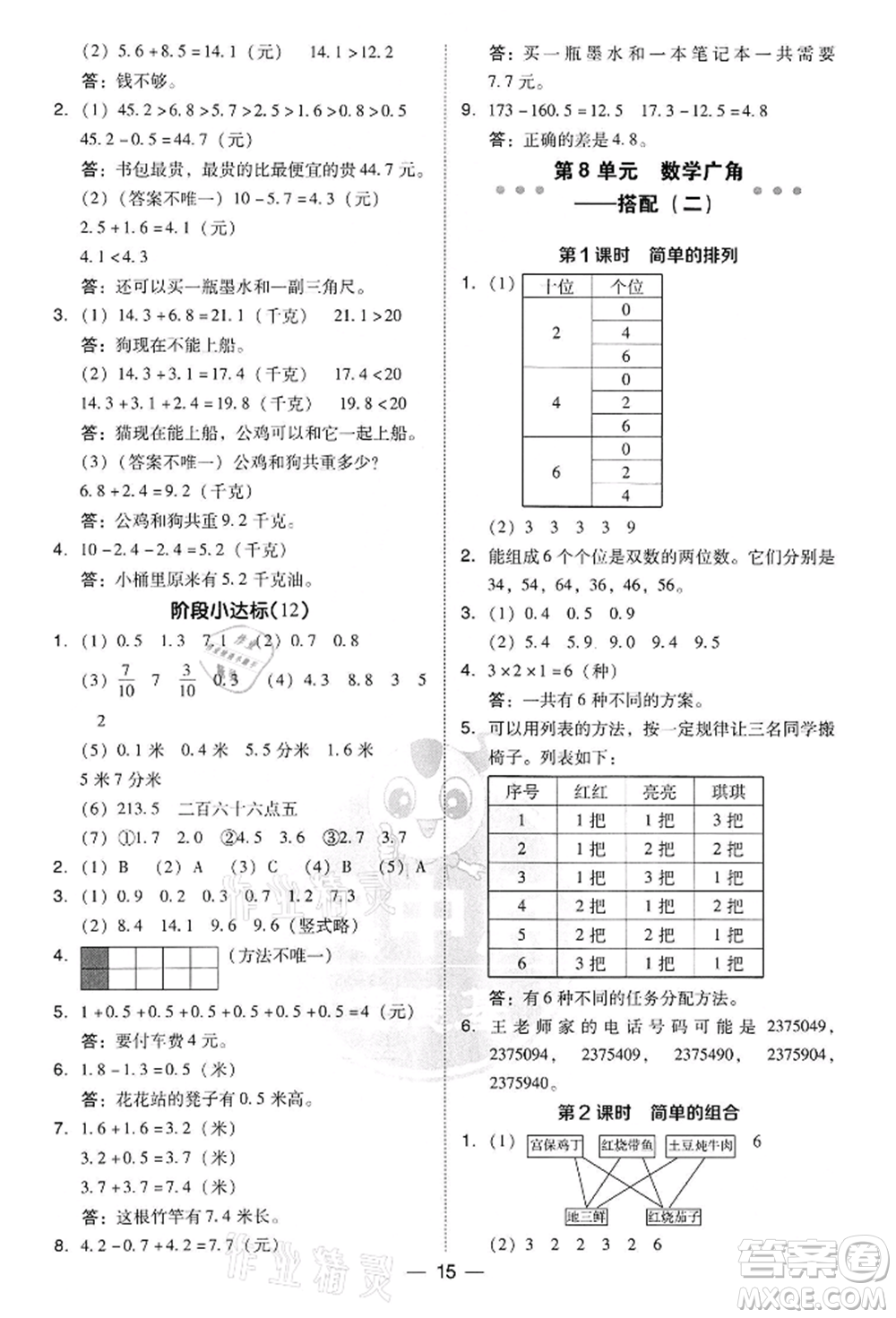 吉林教育出版社2022典中點綜合應(yīng)用創(chuàng)新題三年級數(shù)學(xué)下冊人教版參考答案