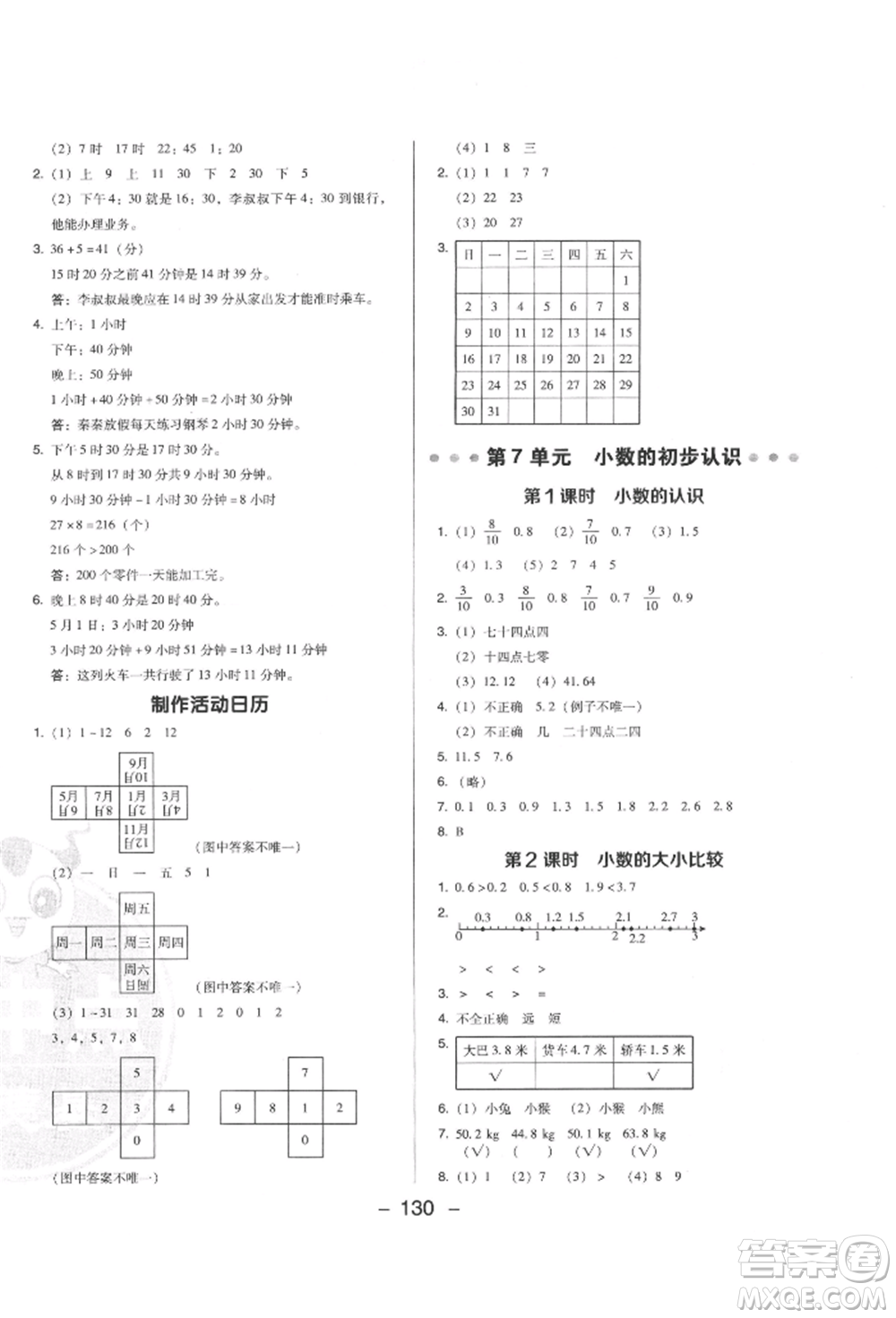 陜西人民教育出版社2022典中點綜合應用創(chuàng)新題三年級數(shù)學下冊人教版福建專版參考答案