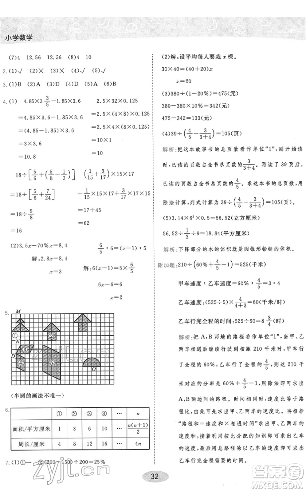 陜西師范大學(xué)出版總社2022黃岡同步練一日一練六年級(jí)數(shù)學(xué)下冊(cè)RJ人教版答案