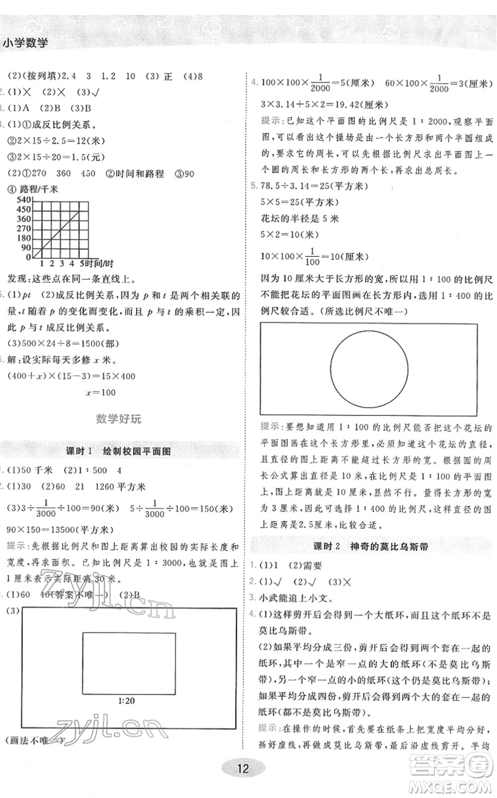 陜西師范大學(xué)出版總社2022黃岡同步練一日一練六年級(jí)數(shù)學(xué)下冊(cè)BS北師版答案