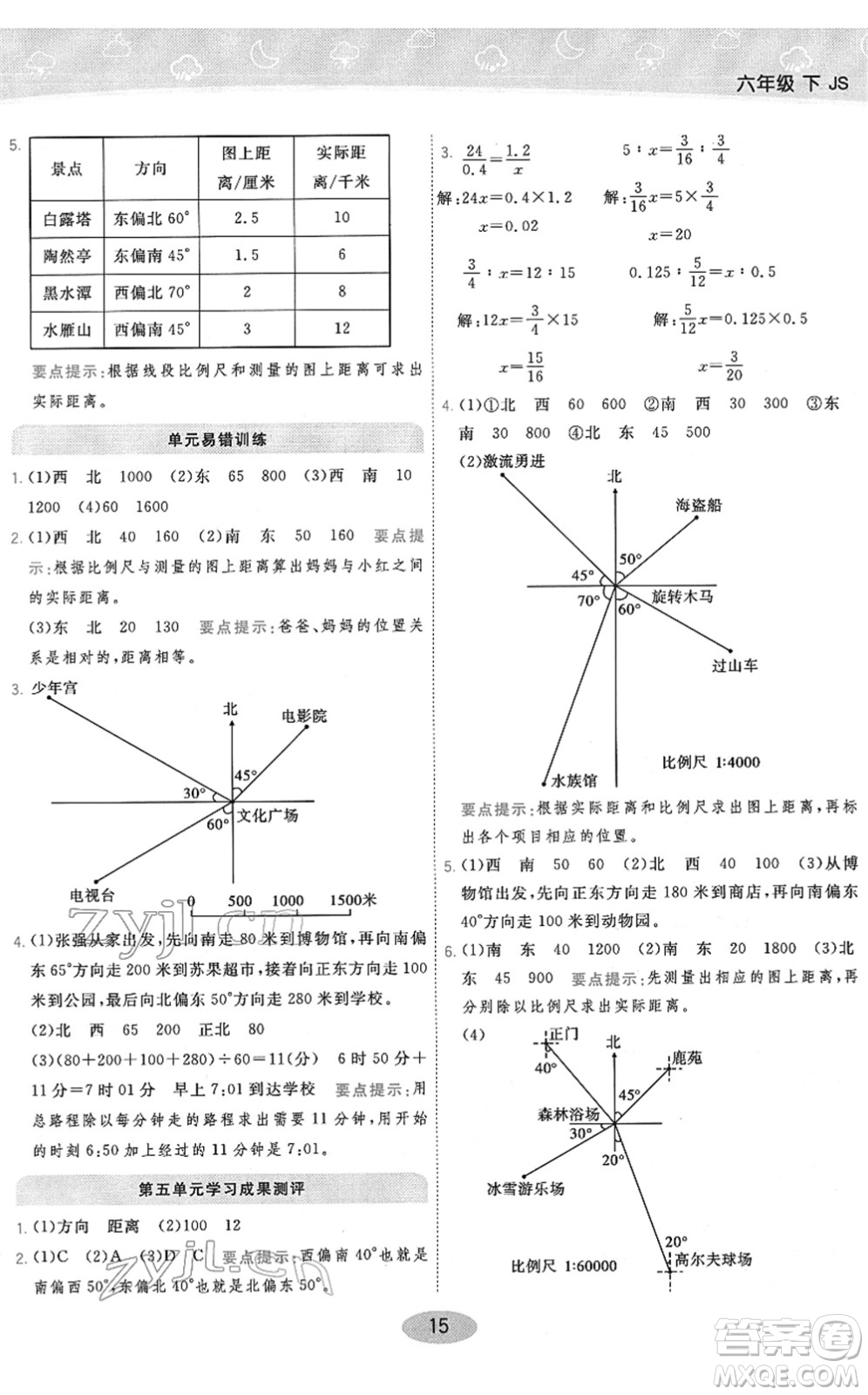 陜西師范大學(xué)出版總社2022黃岡同步練一日一練六年級(jí)數(shù)學(xué)下冊(cè)JS江蘇版答案