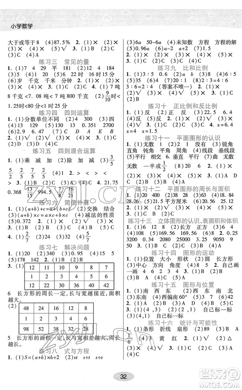 陜西師范大學(xué)出版總社2022黃岡同步練一日一練六年級(jí)數(shù)學(xué)下冊(cè)JS江蘇版答案