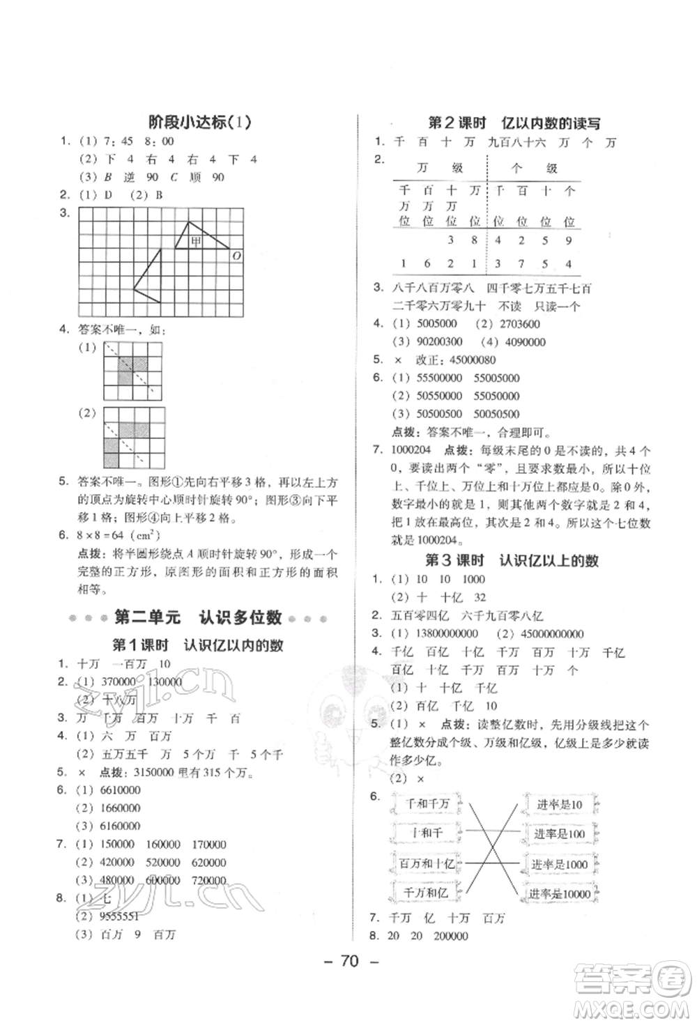 吉林教育出版社2022典中點(diǎn)綜合應(yīng)用創(chuàng)新題四年級(jí)數(shù)學(xué)下冊(cè)蘇教版參考答案