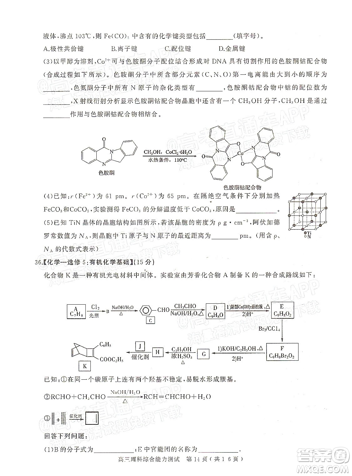 2022年河南省六市高三第一次聯(lián)合調研檢測理科綜合試題及答案