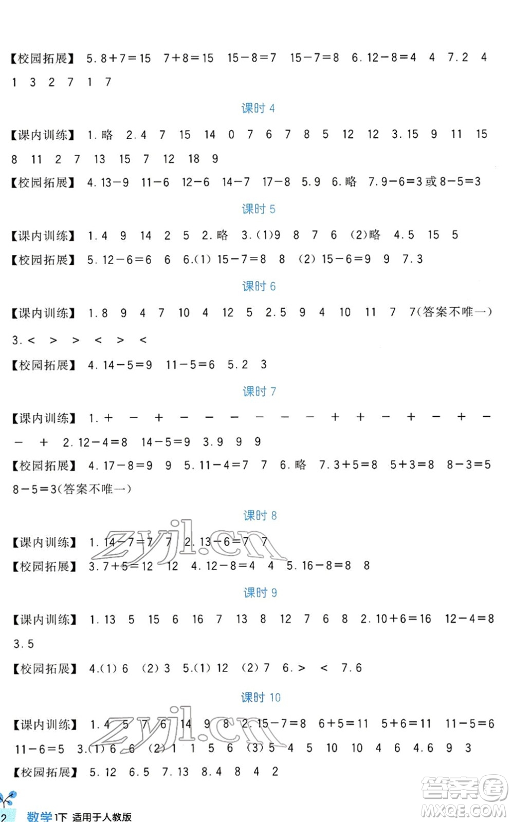 四川教育出版社2022新課標(biāo)小學(xué)生學(xué)習(xí)實(shí)踐園地一年級(jí)數(shù)學(xué)下冊(cè)人教版答案