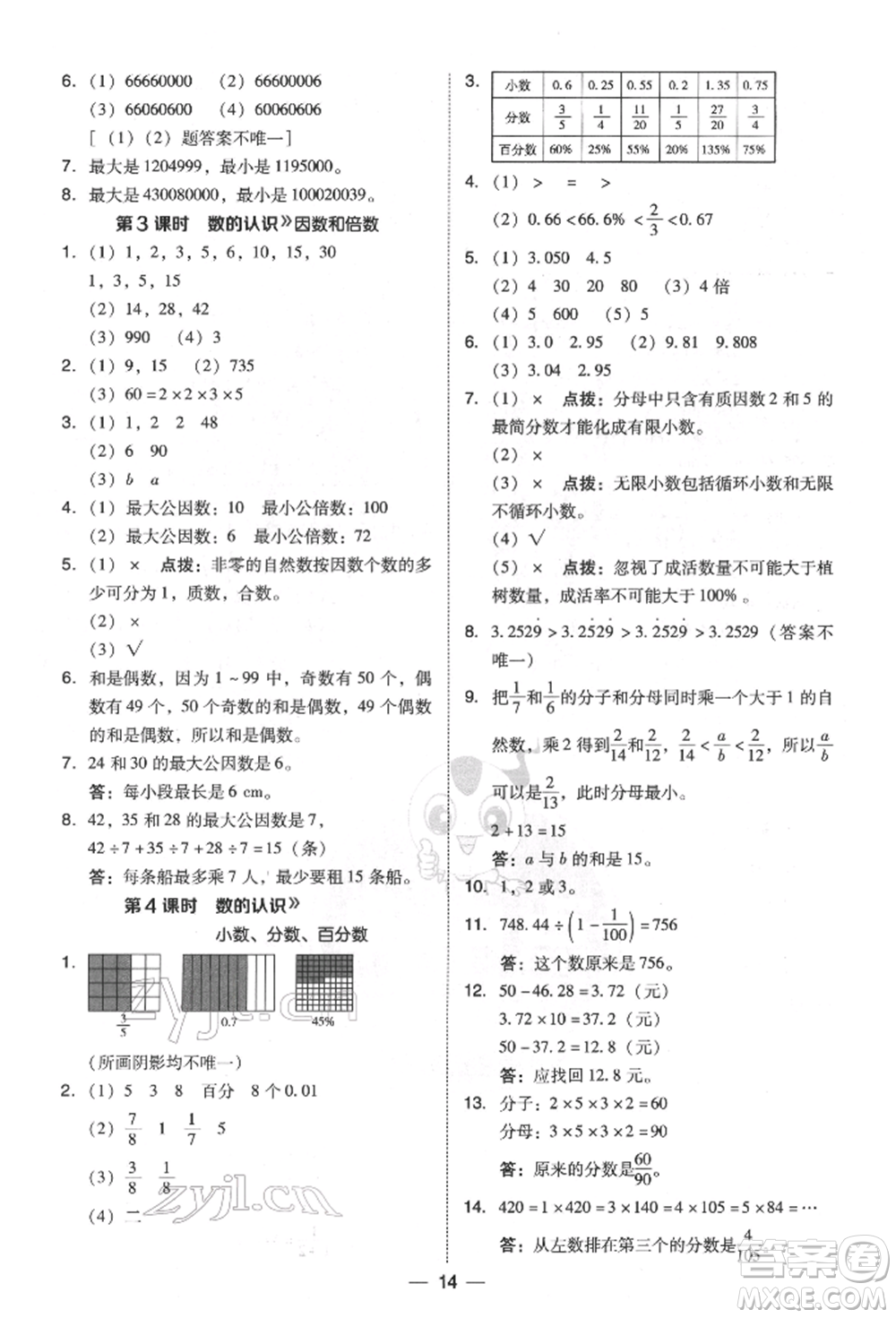 陜西人民教育出版社2022典中點(diǎn)綜合應(yīng)用創(chuàng)新題六年級(jí)數(shù)學(xué)下冊(cè)北師大版參考答案