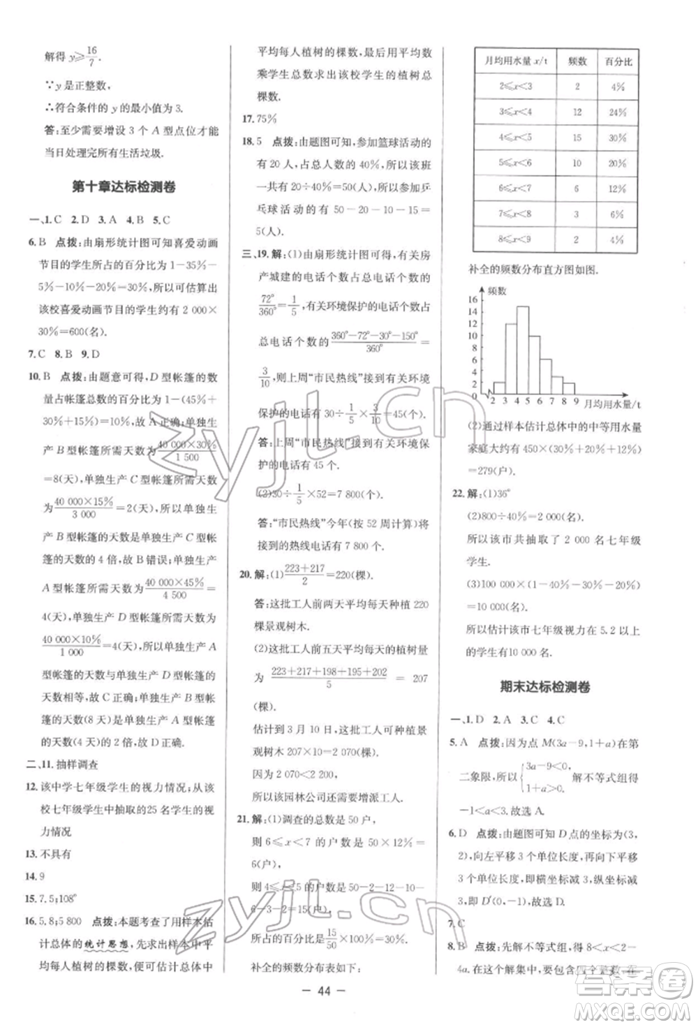 陜西人民教育出版社2022典中點綜合應(yīng)用創(chuàng)新題七年級數(shù)學(xué)下冊人教版參考答案