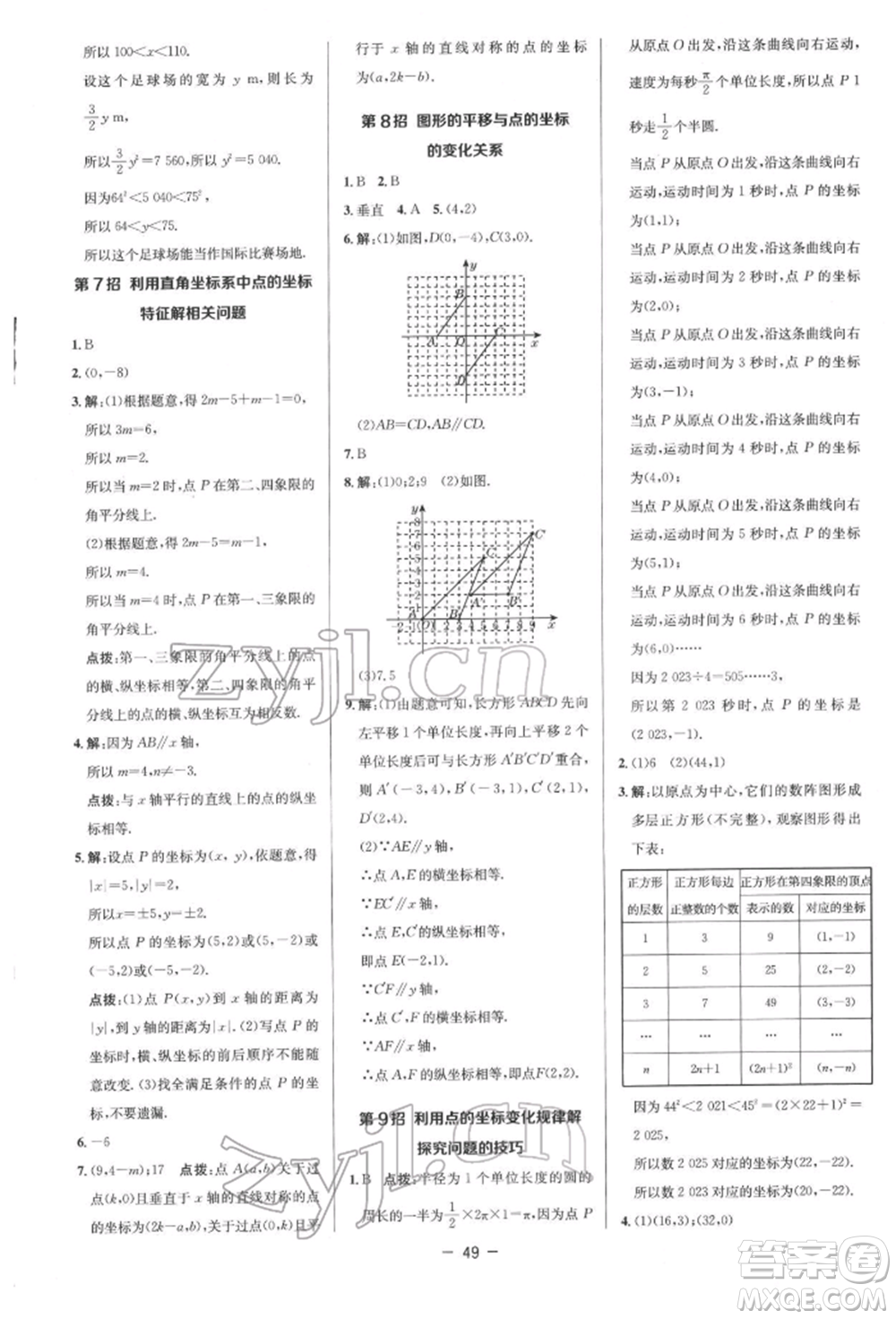 陜西人民教育出版社2022典中點綜合應(yīng)用創(chuàng)新題七年級數(shù)學(xué)下冊人教版參考答案