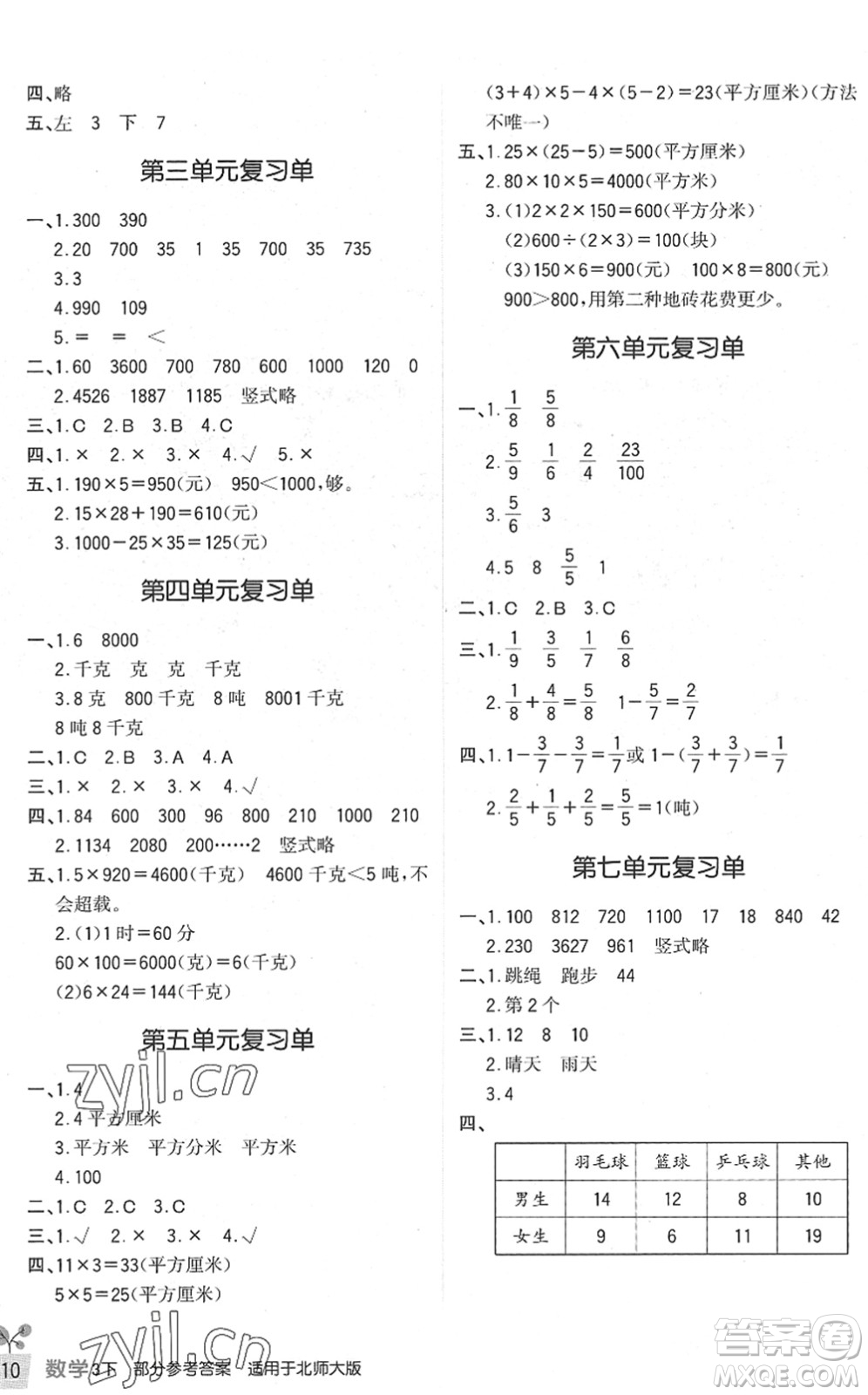 四川教育出版社2022新課標(biāo)小學(xué)生學(xué)習(xí)實(shí)踐園地三年級(jí)數(shù)學(xué)下冊(cè)北師大版答案