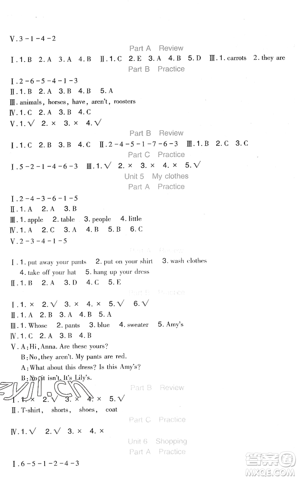 四川教育出版社2022新課標(biāo)小學(xué)生學(xué)習(xí)實踐園地四年級英語下冊人教版(三年級起點)答案