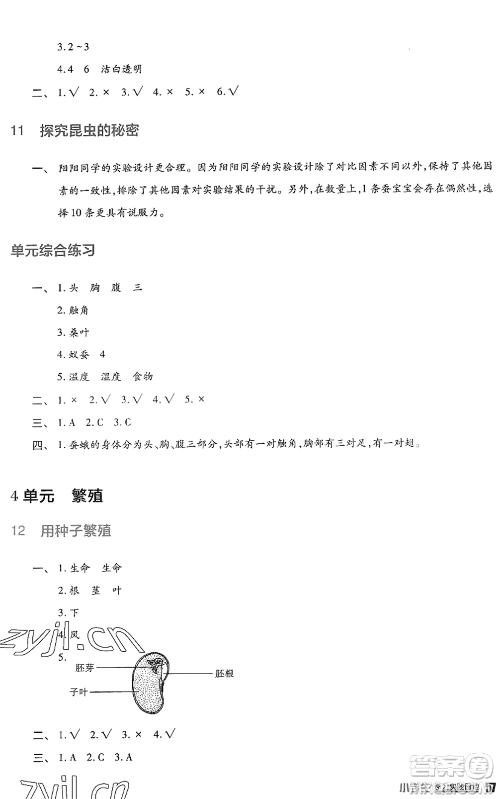 四川教育出版社2022新課標小學生學習實踐園地四年級科學下冊蘇教版答案