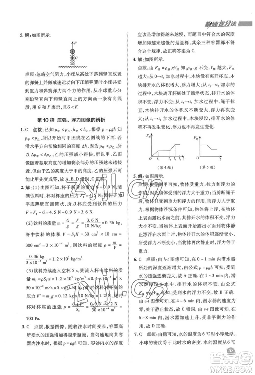 陜西人民教育出版社2022典中點(diǎn)綜合應(yīng)用創(chuàng)新題八年級(jí)物理下冊(cè)蘇科版參考答案