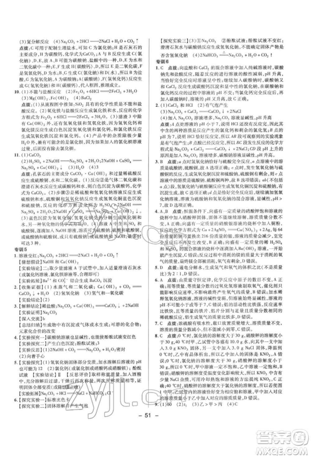 陜西人民教育出版社2022典中點綜合應(yīng)用創(chuàng)新題九年級化學(xué)下冊人教版參考答案