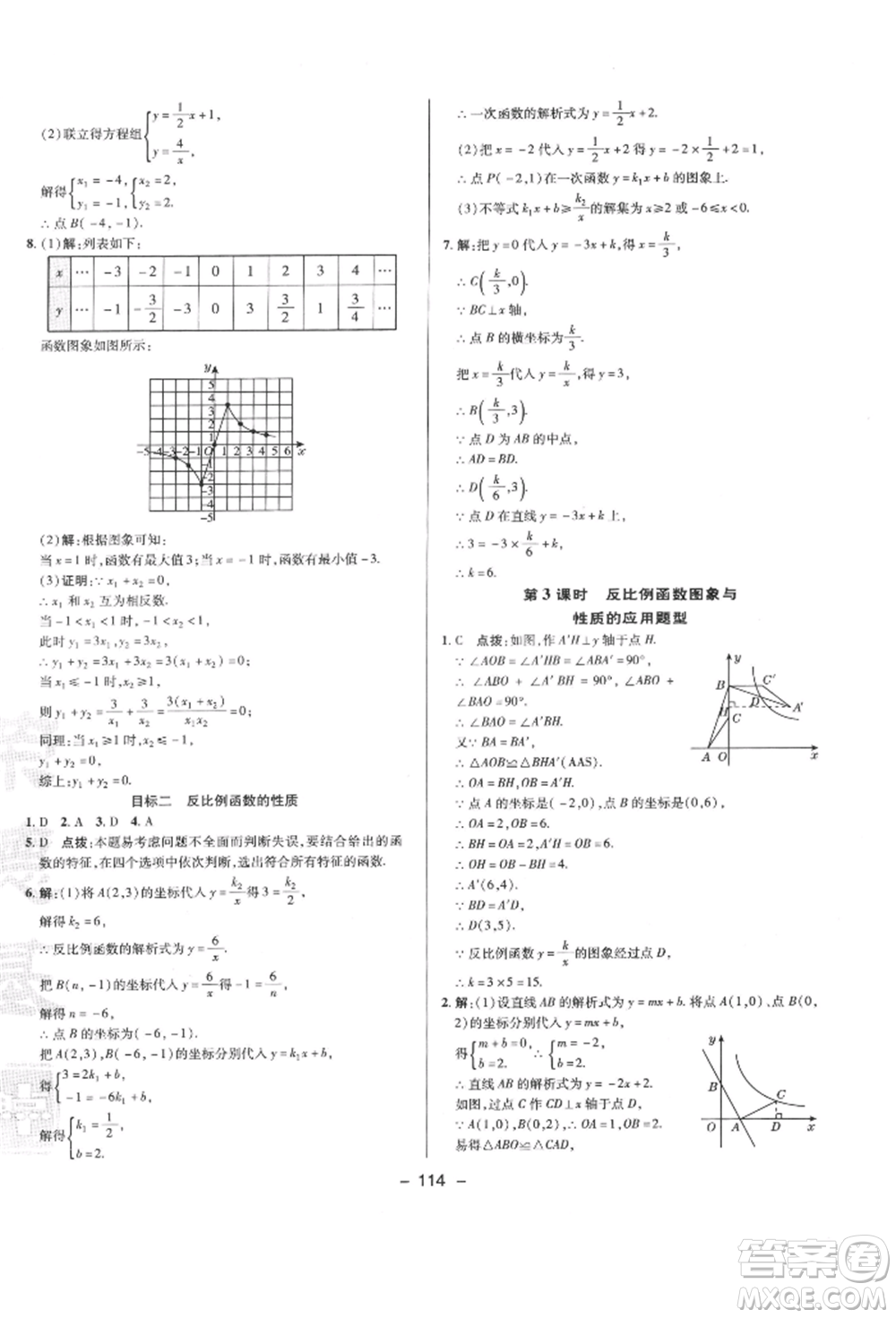 陜西人民教育出版社2022典中點(diǎn)綜合應(yīng)用創(chuàng)新題九年級(jí)數(shù)學(xué)下冊(cè)人教版參考答案