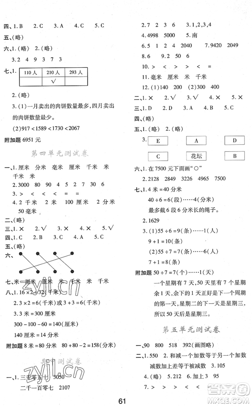 陜西人民教育出版社2022新課程學(xué)習(xí)與評價二年級數(shù)學(xué)下冊C版北師大版答案