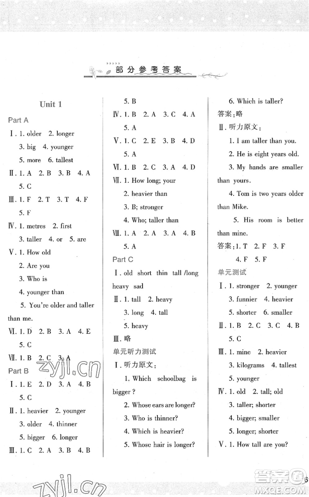 陜西人民教育出版社2022新課程學(xué)習(xí)與評(píng)價(jià)六年級(jí)英語下冊(cè)人教版答案