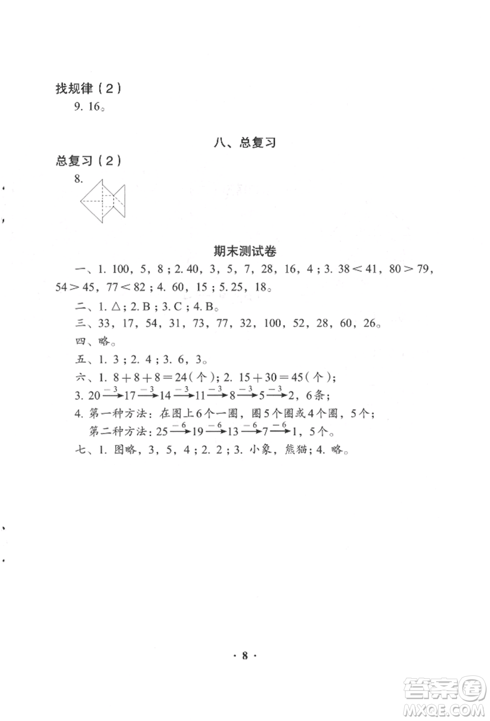 人民教育出版社2022同步解析與測(cè)評(píng)一年級(jí)下冊(cè)數(shù)學(xué)人教版參考答案