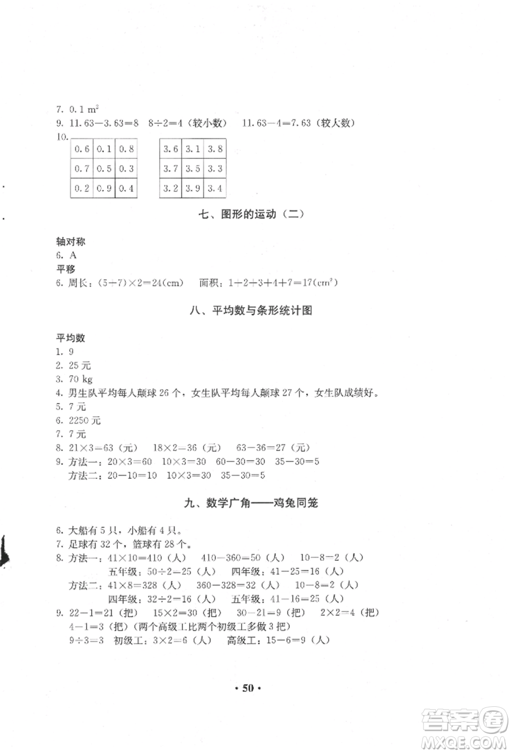 人民教育出版社2022同步解析與測評四年級下冊數(shù)學(xué)人教版參考答案