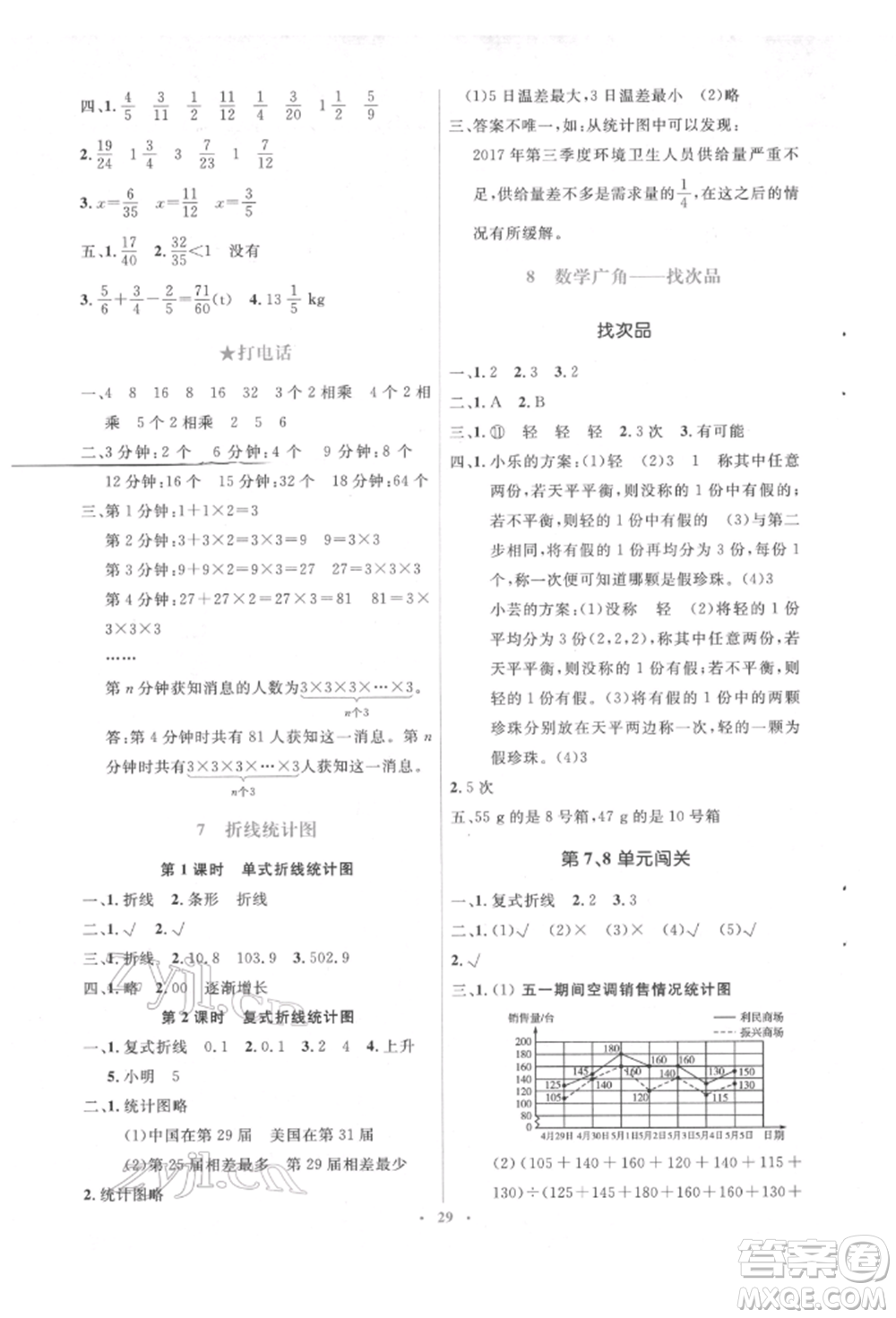 人民教育出版社2022同步解析與測(cè)評(píng)學(xué)考練五年級(jí)下冊(cè)數(shù)學(xué)人教版參考答案