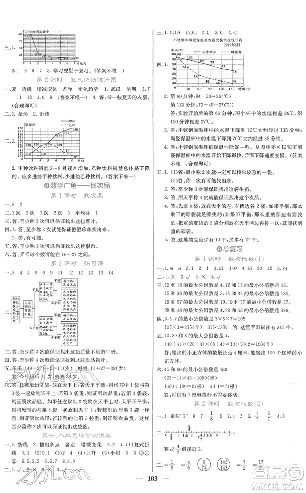 四川大學(xué)出版社2022名校課堂內(nèi)外五年級(jí)數(shù)學(xué)下冊RJ人教版答案