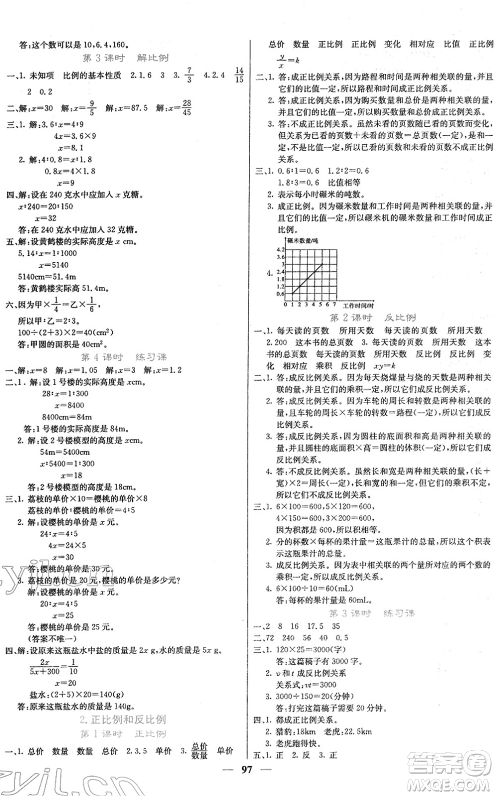 四川大學(xué)出版社2022名校課堂內(nèi)外六年級(jí)數(shù)學(xué)下冊(cè)RJ人教版答案