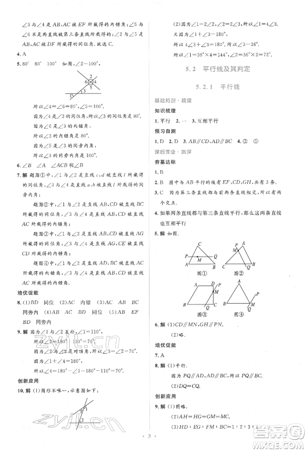 人民教育出版社2022同步解析與測評學考練七年級下冊數(shù)學人教版參考答案