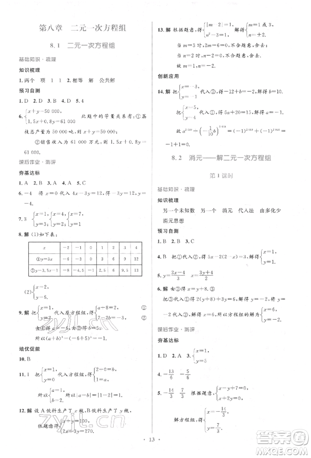 人民教育出版社2022同步解析與測評學考練七年級下冊數(shù)學人教版參考答案