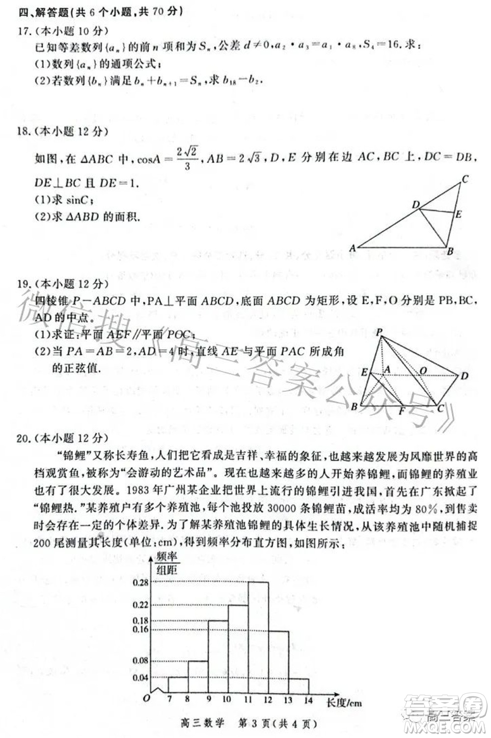 河北省2022屆高三學(xué)生全過程縱向評價數(shù)學(xué)試題及答案