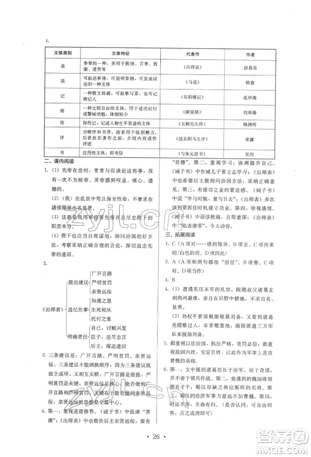 人民教育出版社2022同步解析與測評九年級下冊語文人教版參考答案