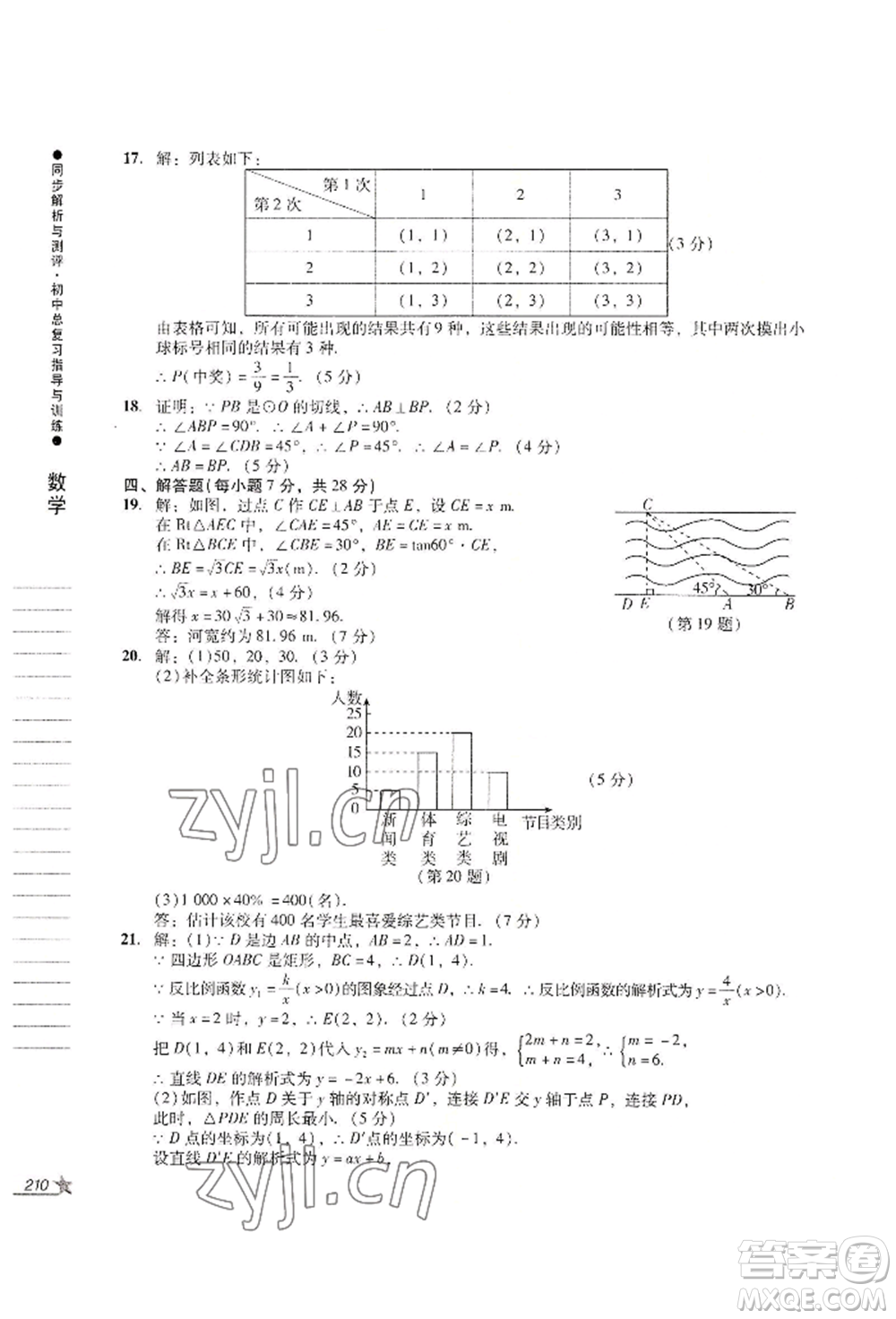 吉林出版集團(tuán)股份有限公司2022同步解析與測(cè)評(píng)初中總復(fù)習(xí)指導(dǎo)與訓(xùn)練九年級(jí)數(shù)學(xué)人教版參考答案