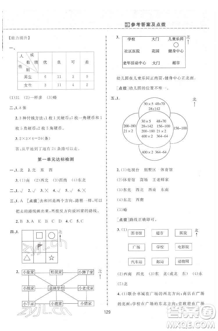 吉林教育出版社2022三維數字課堂三年級數學下冊人教版答案