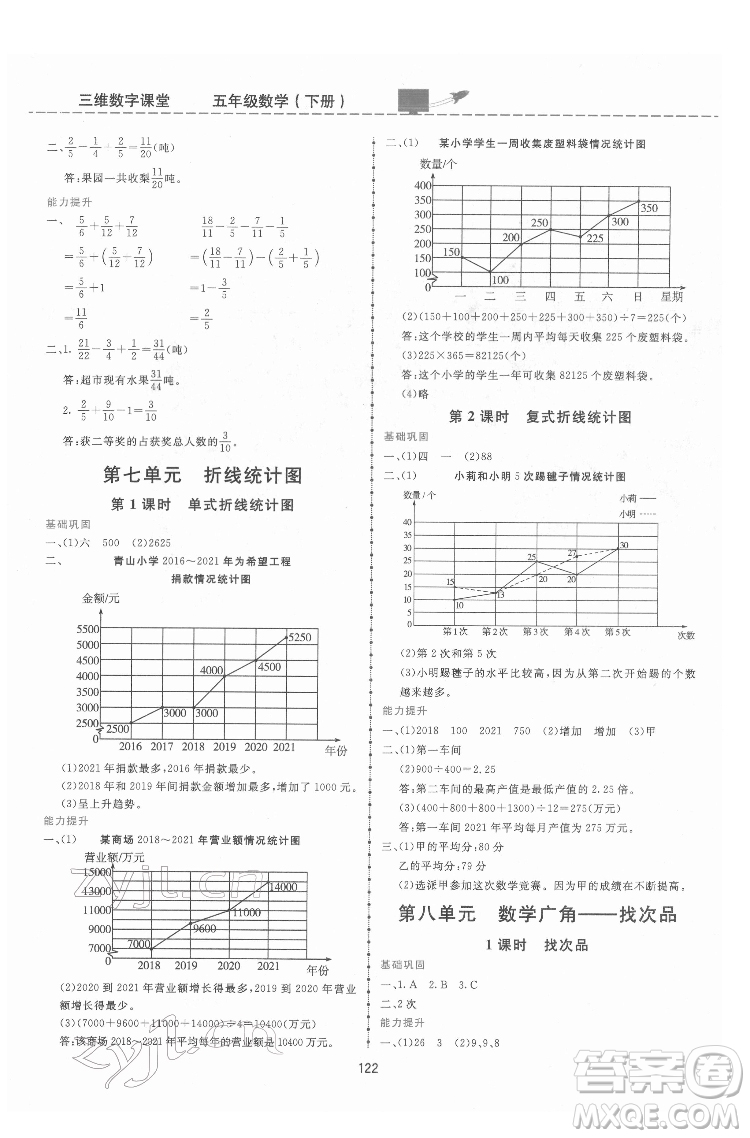 吉林教育出版社2022三維數(shù)字課堂五年級(jí)數(shù)學(xué)下冊(cè)人教版答案