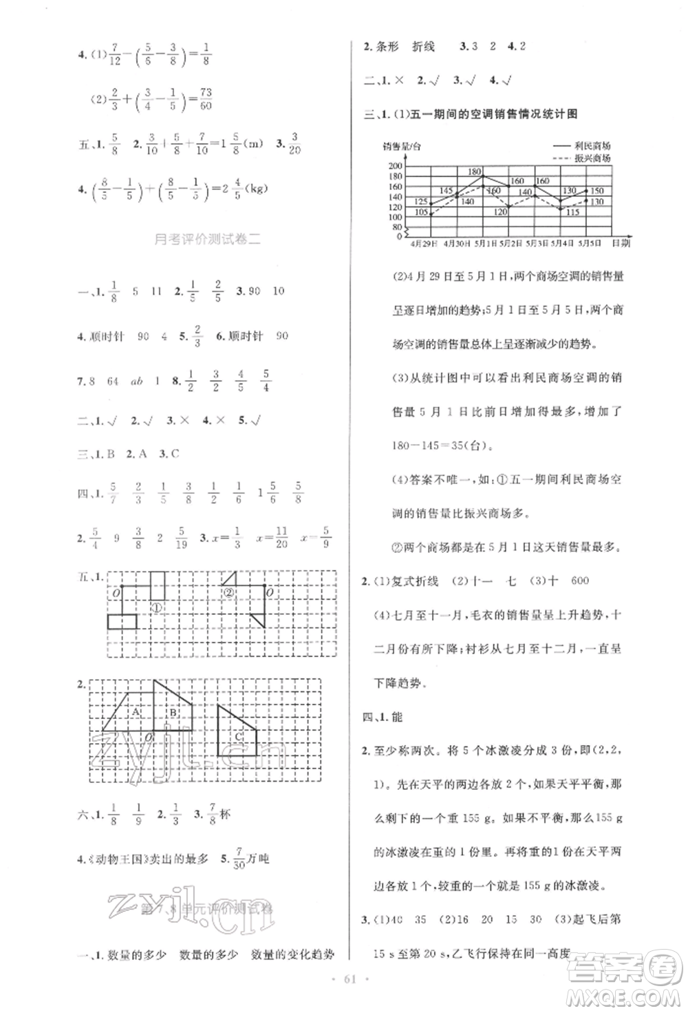 人民教育出版社2022小學(xué)同步測控優(yōu)化設(shè)計(jì)五年級數(shù)學(xué)下冊人教版增強(qiáng)版參考答案