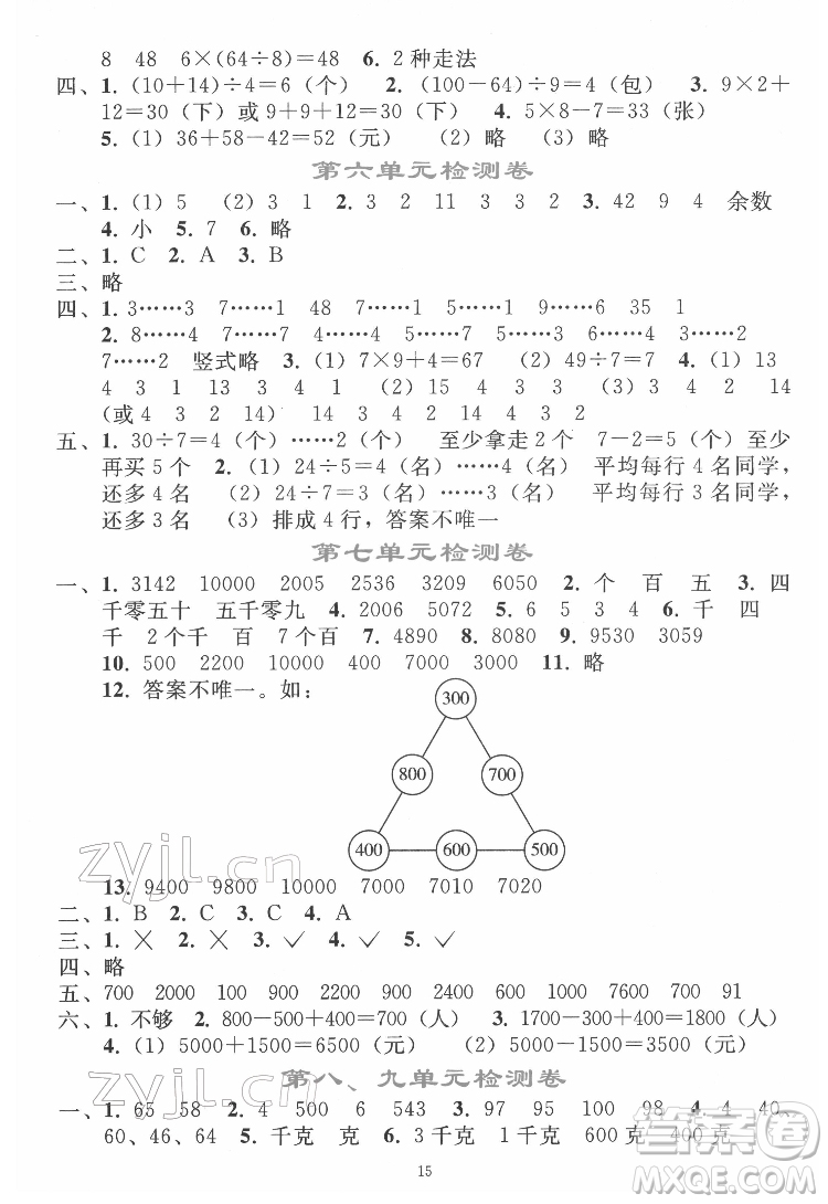 人民教育出版社2022同步輕松練習(xí)數(shù)學(xué)二年級下冊人教版答案