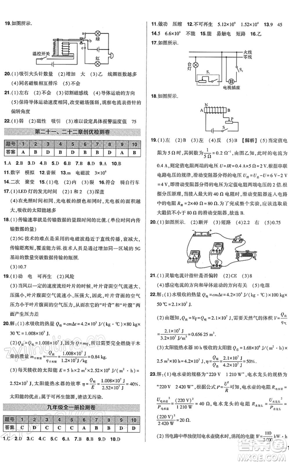 武漢出版社2022狀元成才路創(chuàng)優(yōu)作業(yè)九年級(jí)物理下冊(cè)R人教版答案