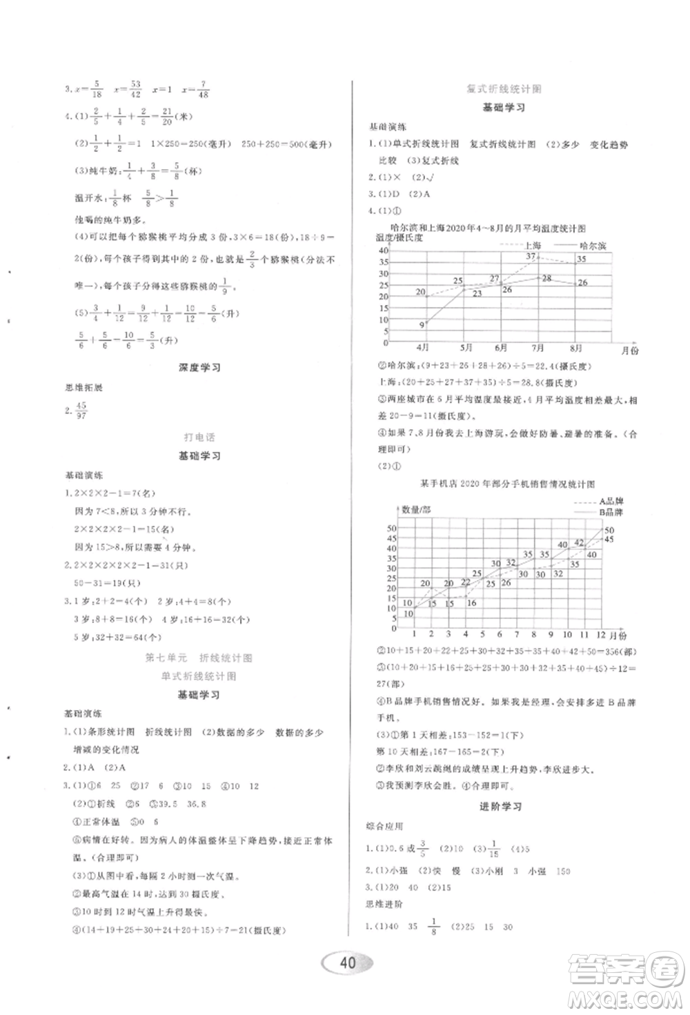 黑龍江教育出版社2022資源與評價(jià)五年級下冊數(shù)學(xué)人教版參考答案